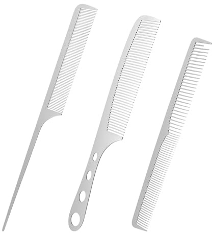 3 Stück Friseurkämme Metall Kamm Set Haarkamm Für Männer Stielkamm Frauen Antistatische Friseuraus Silber Feinzahnkämme Für Damen Herren Friseurbedarf Und Frisurendesign
