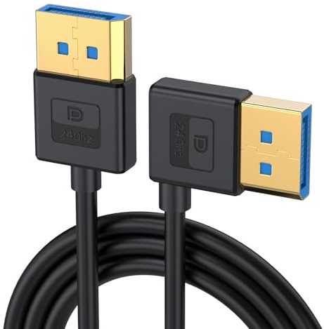 Hkfgdjdl Cordon coudé, câble en silicone DisplayPort 1.4, cordon coudé à 90° jusqu'à 8 K60 Hz 4K/144 Hz flexible de 30 à 100 cm de longueur