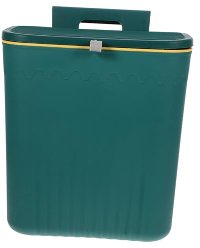 HEALSOPTHY Cubo de Basura Colgante de Pared Verde de Plástico con Tapa | Gran Capacidad, Instalación Colgante, Diseño de Tapa Deslizante Abatible, para Baño y Oficina