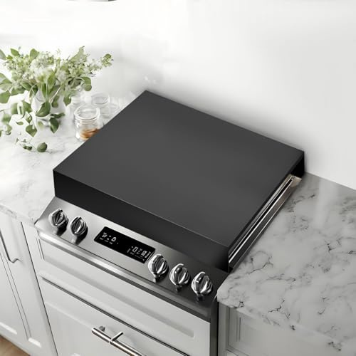 KorsiKato Carbon Steel Large Stove Top Cover - Gas & Electric Hob Protector with Bracket, Kitchen Worktop Extender for Space Saving(Size:32 * 54 * 9CM)