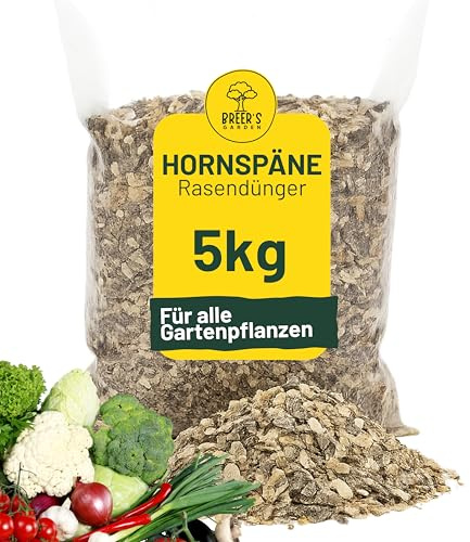 Breers Hornspäne 5kg Dünger für Gemüse, Balkon, Blumen, Natürlicher Stickstoffdünger und Gartendünger mit Langzeitwirkung