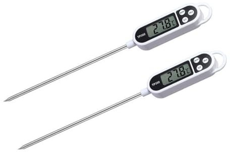 Digital Küchenthermometer, 2 Stück, Küchenthermometer mit Langer Sonde, Hausmannskost-Thermometer, Lebensmittelthermometer, geeignet für Wasser, Flüssigkeiten, Kerzen und Kochen, Milch, Tee, Grillen