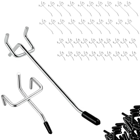 40 ganci per parete forata, accessori per parete degli attrezzi, accessori da officina, montaggio a parete forata, gancio per porta attrezzi da parete, vendita al dettaglio, 2,5 cm, distanza tra i