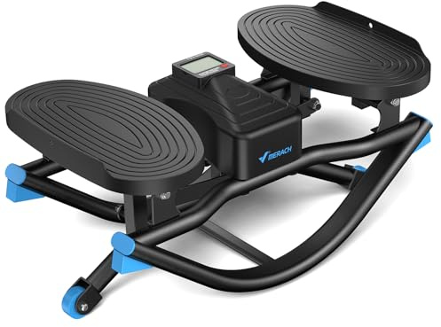 Merach Rocking Steppers for Exercise at Home, 3D Motion Stair Stepper with Resistance Bands for Full Body Workout & Low-Impact Balance Board, 330 LBS Loading Capacity Exercise Equipment（Black）
