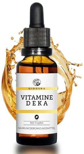 QIDOSHA® Vitamine D E K A, Premium Vitamin-Tropfen mit den fettlöslichen Vitaminen D3, K2, E & A, eingebettet in MCT-Öl, 100% vegan (D3 aus Flechten), jede Charge laborgeprüft, deutsche Fertigung