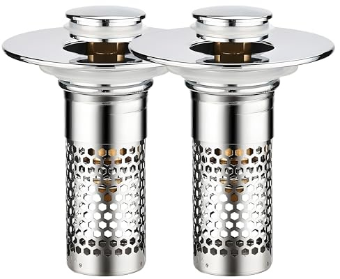2PCS Stainless Steel Sink Strainer, Anti-Clog Shower Drain Hair Catcher, Easy Installation & Cleaning, Ideal for Kitchen Sink, Bathroom Basin