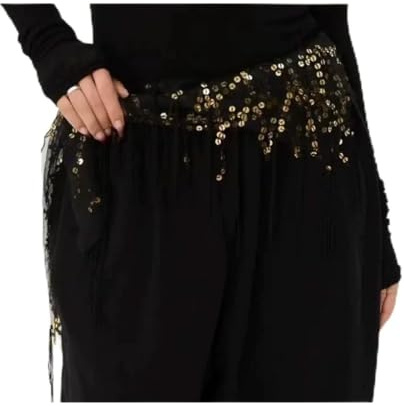 Qiantull Pañuelo para mujer para danza del vientre con lentejuelas, cinturón de cadera, bufanda, falda, pañuelos de cadera, lentejuelas, disfraz de danza del vientre, accesorio para mujeres y niñas