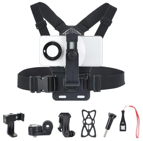 UTEBIT Phone Chest Mount Harness for GoPro，Adjustable Mobile Phone Chest Strap Holder for DJI Action Cameras 360° VLOG Hands Free Vlog Mount Compatible with iPhone Galaxy for Video Recording