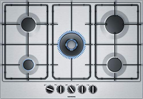 Siemens iQ100 EC7A5QB80 hobs Acero inoxidable Integrado Encimera de gas - Placa (Acero inoxidable, Integrado, Encimera de gas, Acero inoxidable, 1000 W, Alrededor)
