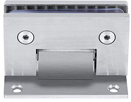 Fdit Scharnier für Glas-Tür, 90º, Wandhalterung ohne Rahmen, Clip für Duschtür, Glas, 8 – 10 mm, mit Schrauben