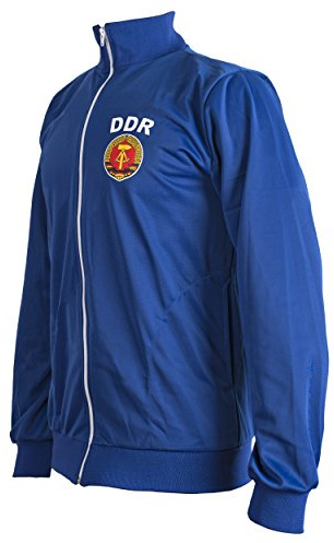 Deutsche Demokratische Republik Osten Deutschland DDR 1970's Jahre Retro Fußball Jacke Trainingsanzug mit Reißverschluss Pulli Man Top - Blau, XXL
