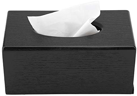 Taschentuchbox Rechteckiger Papierhalter Organizer aus Naturholz für Gesicht Taschentuch-Box für Badezimmer Schminktisch Zuhause Büro Schwarz