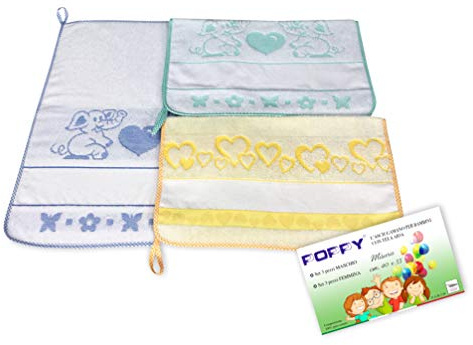 Tex family SET 3 ASCIUGAMANI ASILO POPPY | cm. 40x55 puro cotone con tela AIDA da ricamare (Set Maschio)