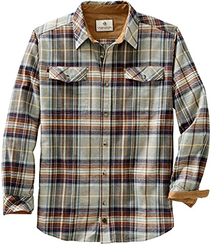 Legendary Whitetails Mens Long Sleeve Button Down Relaxed Fit Flannel Shirt, Sequoia Sky Plaid, 2X-Large