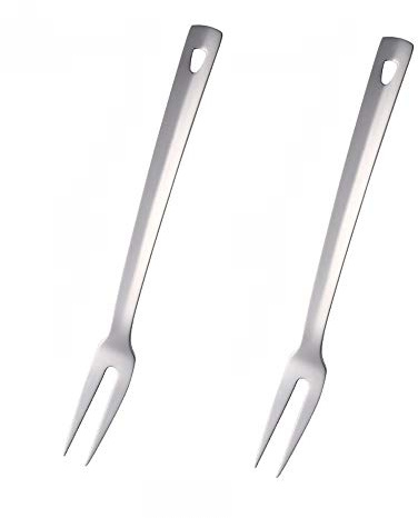 SBOMHS Köttgaffel rostfritt stål grillgafflar lång matgaffel längd 31 cm Meat gaffel påläggsgaffel serveringskabel set silver 2 stycken köksredskap