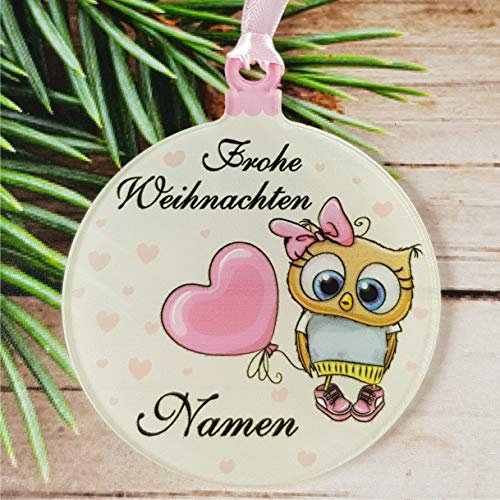 Gravure Events Christbaumkugel mit Namen – Frohe Weihnachten – Personalisierte Weihnachtskugel mit Name. Personalisiertes Geschenk. – Kugel - Christbaumschmuck - Weihnachtsbaumkugeln DSZ2