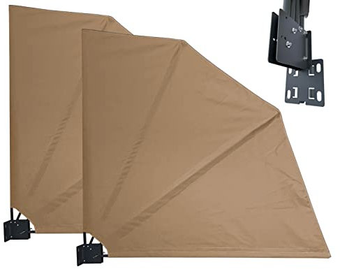 QUICK STAR 2 Stück Sichtschutz Fächer 115 x 115 cm Easy Mount BEIGE Blickdicht Balkon Trennwand Windschutz Sonnenschutz