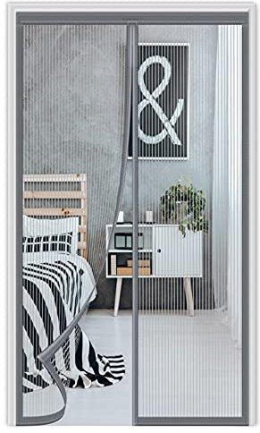 Magnet Fliegengitter Tür，85x195cm (33.46x76.77in) Balkontür Fliegengitter Tür ，Magnetisch Automatisches Schließen，für Balkontür Wohnzimmer Terrassentür ，Einfache Installation，Grau-a
