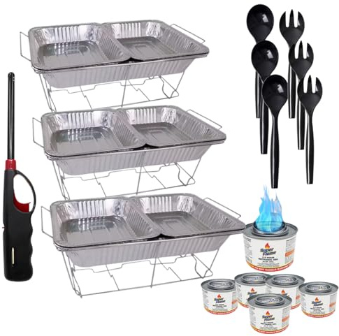 Nicole Fantini 25 Pc Disposable Aluminum Chafing Dish Buffet Party Set WITH HANDY LIGHTER