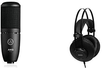 AKG-Studio-Bundle: P120 Hochleistungs-Allzweck-Kondensatormikrofon für Aufnahmen K52 Hochleistungs-Monitoring-Kopfhörer in geschlossener Bauweise, Klinkenstecker und geringem Gewicht