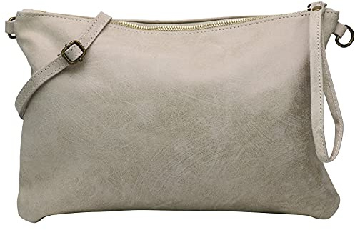 SH Leder Echtleder Umhängetasche Clutch im vintage look mittelgross Tasche Abendtasche 33x22cm Clara G396
