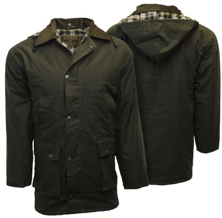 WALKER AND HAWKES Blackstone-jacka, vadderad, svart vaxad jacka för män, Oliv, 3XL