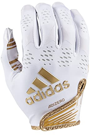 adidas Adizero 12 - Guantes para receptor de fútbol, color blanco/dorado metálico, talla M