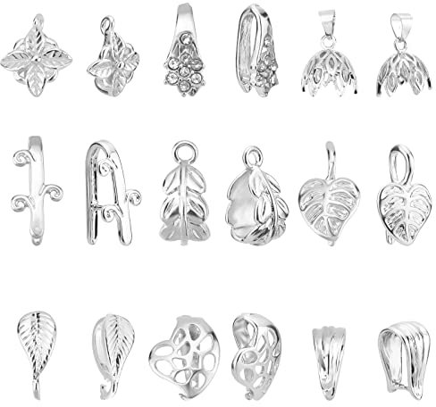 PandaHall Snap On Bails, 36 Stück 9 Stile Messing Prise Clip Bügelverschluss Baumeln Charm Perlen Anhänger Stecker Metall Schmuckverschlüsse Für DIY Halskette Armband Schmuck DIY Craft Making