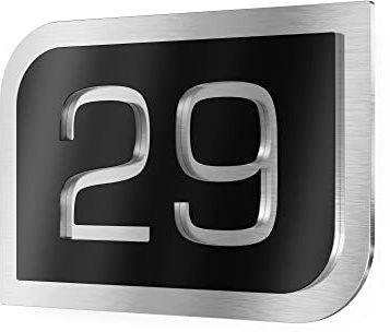 Graviers Design Hausnummernschild aus V2A Edelstahl 160x110 - Schwarz - Wetterfest Rostfrei Individuell anpassbar mit eigener Nummer - Made in Germany