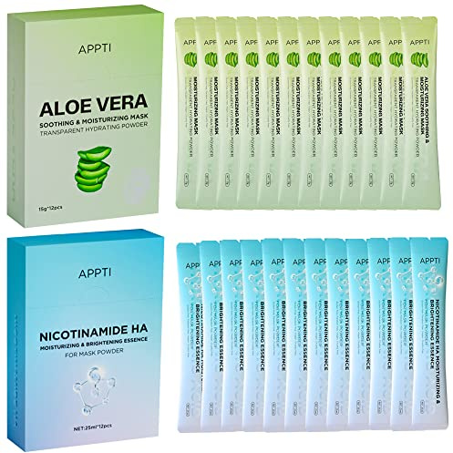 SHEEYOON Gesichtsmaske, Peel Off Crystal Face Jelly Mask Powder and Nicotinamid/Hyaluronsäure Serum Set, DIY Face SPA Skincare Mask (Aloe Vera)