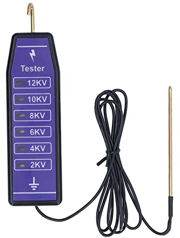 Testeur de Clôture électrique, Compteur de Tension de Clôture Portable étanche à 6 Voyants Lumineux, Fonction de Détection du Principe D'Ionisation Des Gaz pour la Ferme de Jardin