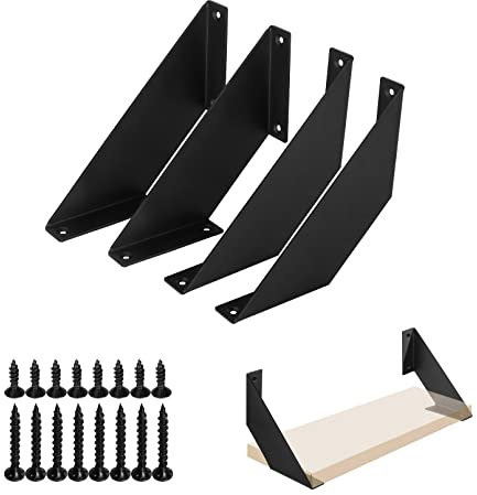 Regalwinkel Schwarz Metall 10cm 4 Stück, Regalhalterung Wand Regalträger Regal Regalhalter Schwerlast, 90 Grad Regal Halterung Wandmontage
