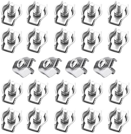 SyiXute 24 Pcs Simplex Clamps,M3 Wire Rope Clamp,Stainless Steel Single Bolt Cable Clamp for 3mm Rope