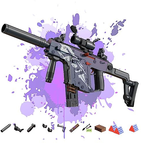 SK MISS Pistolet Jouet Electronique, Pistolet Jouet Automatique Changeur de Couleurs avec kit, Pistolet Enfant, Blaster en Mousse pour 14+