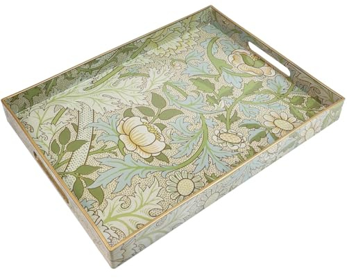 Spsyrine Serving Tray with Handles, Plastic Decorative Tray for Coffee Table, Living Room, Home Decor, Dianthus