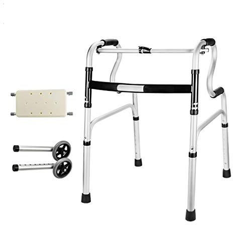 Duschstuhl mit gepolstertem Sitz, zusammenklappbarer Rollator mit 2 Rädern, leichter Gehrahmen, Mobilitätshilfe – höhenverstellbar – Rohrarmlehne für ältere Erwachsene mit bariatrischer Behinderung