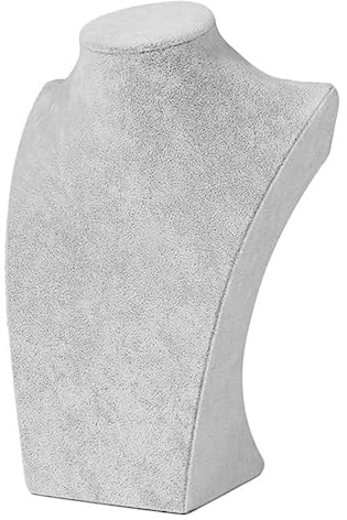 Expositor de joyas de terciopelo, soporte de exhibición de collares, soporte de busto de maniquí, soporte de cadena, soporte de almacenamiento, exhibición de boutique, busto de maniquí (gris, 29 cm)