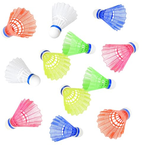 BAIHUALIN WHiZZ Nylon Badminton Bälle Langlebige Federbälle für Indoor und Outdoor Training, Übung, Freizeit, Einsteiger, 12x Mehrfarbig