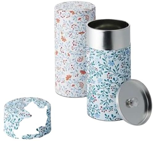 Cha Cult teemando Boîte Kano en fer blanc 150 g avec fermeture aromatique et papier japonais (Washi) 2 couleurs assorties H 15,5 cm, Ø 7,5 cm