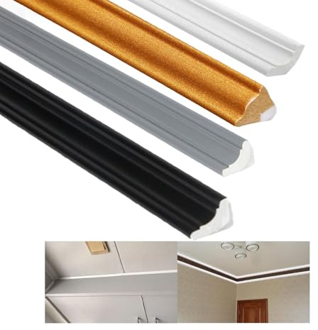 WZERHO Flexible Zierleisten Selbstklebend Wand Wandleisten Selbstklebend Stuckleisten Selbstklebend Viertelstab, für Wandkanten Fliesenkanten Boden Fenster Wandbordüre Schrank(S-Schwarze)
