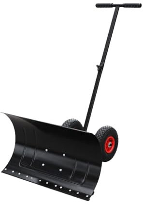 Schneeschaufel, verstellbare Schneeschaufel mit Rädern, einpolig, manuelle Schneeschaufel, 74 cm, Schneeschaufel für Auffahrt, höhenverstellbarer Griff, für Auffahrt, Gehweg und Tür, Gehweg,