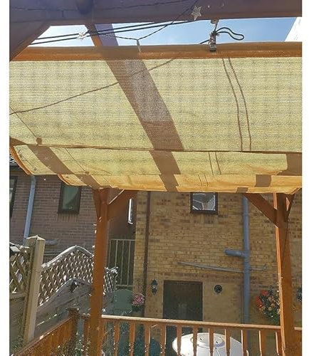Einziehbare Sonnensegel Für Wellen, Bausätze Für Pergola-Dachüberdachungen, HDPE-Schattenspender Schiebe-Drahtmarkise Atmungsaktiv Sonnenschutz Für Außenterrasse, Benutzerdefiniert (Farbe : Gelb, Gr