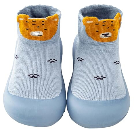 Baby Girls Boys First Walking Shoes Anti Slip Slippers Socks Barefoot Shoes Toddler Infant Non Slip Sole Shoes Breathable(Sky Blue, 12-18Month)