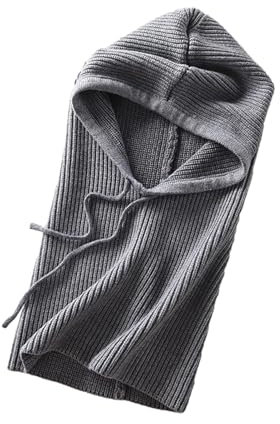 BEALIFE Unisex Strick Kapuzenschal. Bleiben Sie stilvoll mit geschlechtsneutralem Accessoire. Weiblicher Strick Kapuzenschal Wintermütze, Dunkelgrau