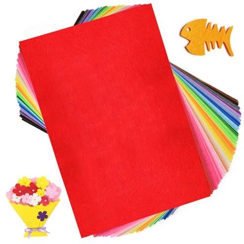 Rjayaa Bastelfilz Filz zum Basteln 40 Stk Bunt Filzstoff Filzplatten zum Nähen Filz Stoff Basteln Felt Fabric für DIY Handwerk 10 x 15 cm