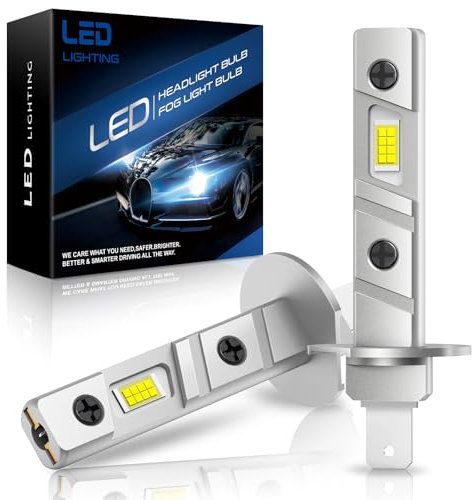 AUXIRACER Ampoule H1 LED Automobile 6500K, 12V, 100W ， H1 LED 26000LM,Ampoule H1 LED Avec Ventilateur Silencieux 26000LM 110W 600% LM Remplacement Halogène,DC12V, 2 set (h1)