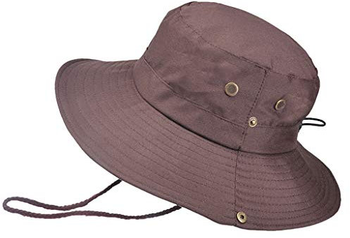 Anglerhut Fischerhut Boonie hat Outdoor-Schutzhut Sommer-Verstellbare Angeln Feste Eimer Fischerhut Bedrucken (Coffee, One Size)
