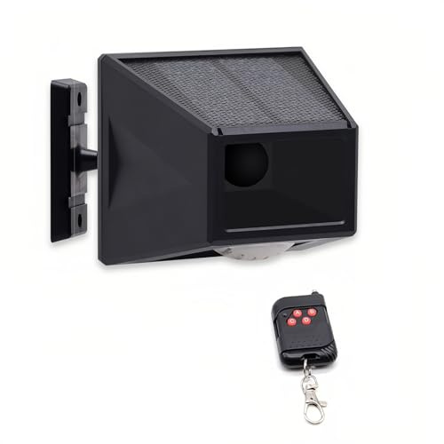 Lancoon Sollarm utomhus rörelsesensor detektor fritt roterbar IP65 vattentät 129 dB hög sirenlampa stroboskop ljus med fjärrkontroll för fruktträdgård gård lada