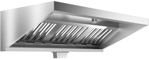 Commercial Exhaust Hood 5 FT Stainless Steel Concession Trailer Hood with 3 Removable Hood Filters(No Motor), Grease Cup and Hood Light, Rust Resistant Vent Hood for Commercial Kitchen, NSF Listed