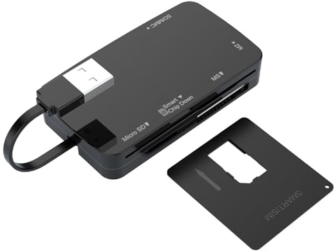 JMT Lector de tarjetas inteligentes 6 en 1 USB 2.0 de 480 Mbps CR337 compatible con Micro SD MS M2 SD/MMC IC ID SIM CAC DNIE ATM tarjeta bancaria
